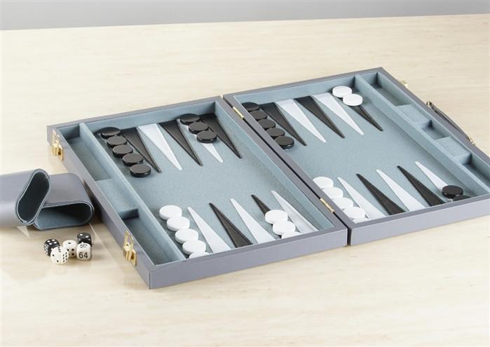 Backgammon- 18 Grey Vinyl Backgammon Set